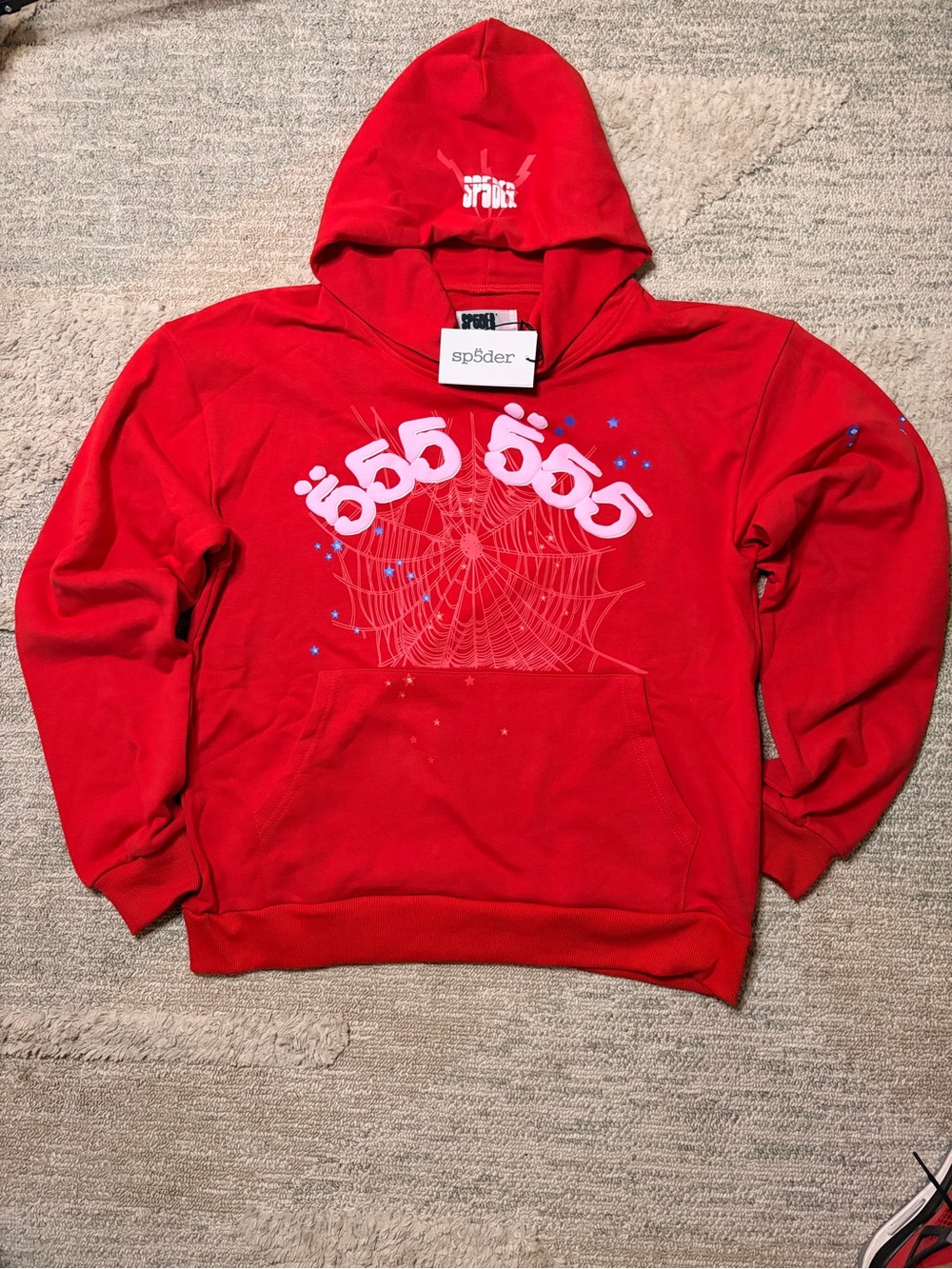 sp5der Red Graphic Hoodie Sweatshirt
